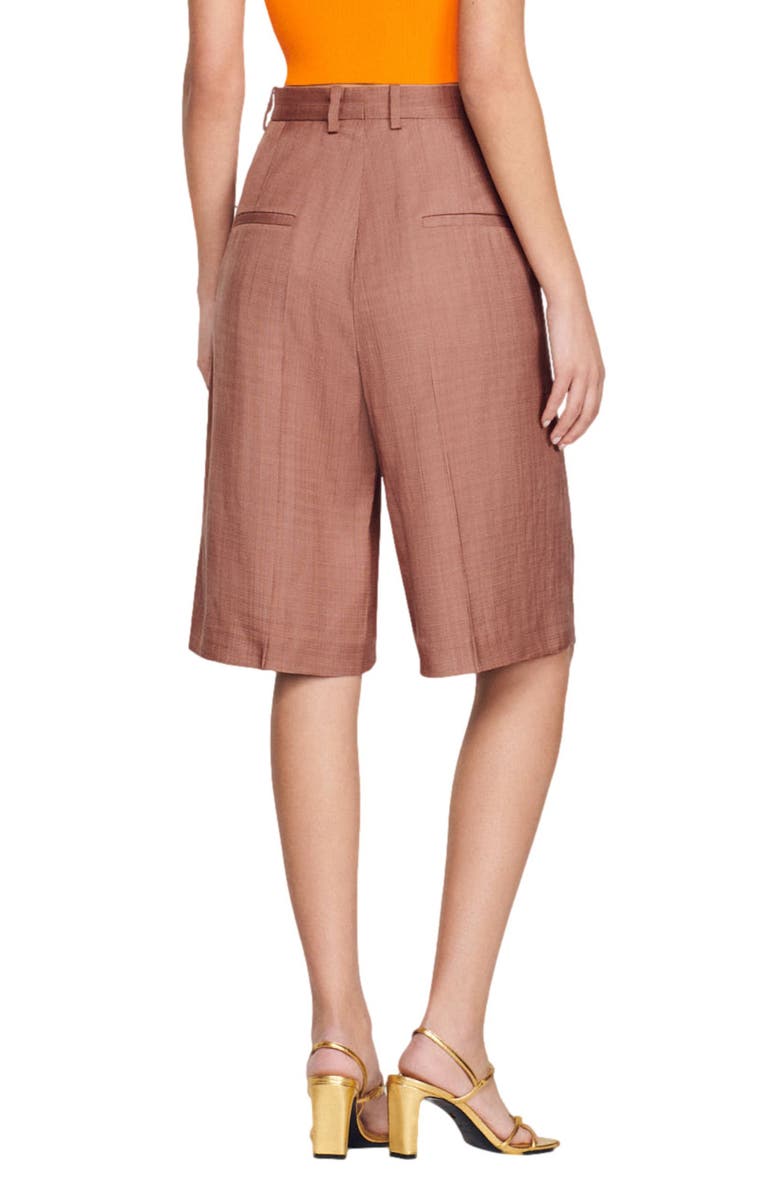 SANDRO Aristide High Waist Longline Shorts, Alternate, color, Glaise