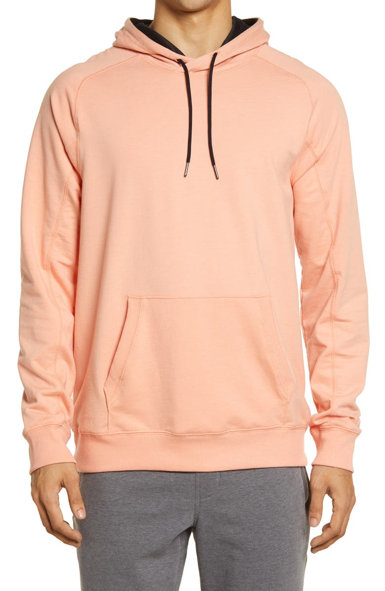 Zella Men's Fleece Hoodie, Main, color, Coral Shrimp Melange