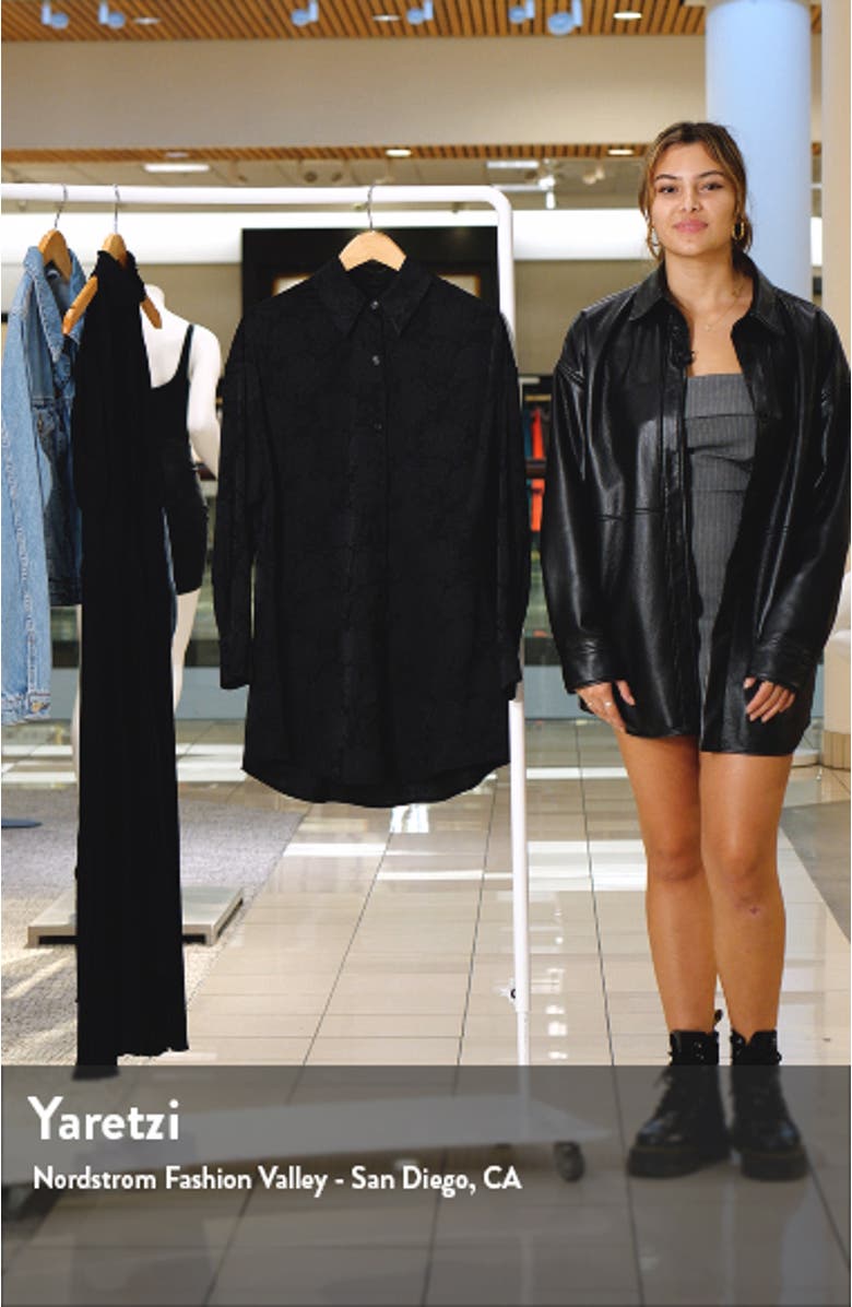 Floral Jacquard Long Sleeve Shirtdress, sales video thumbnail