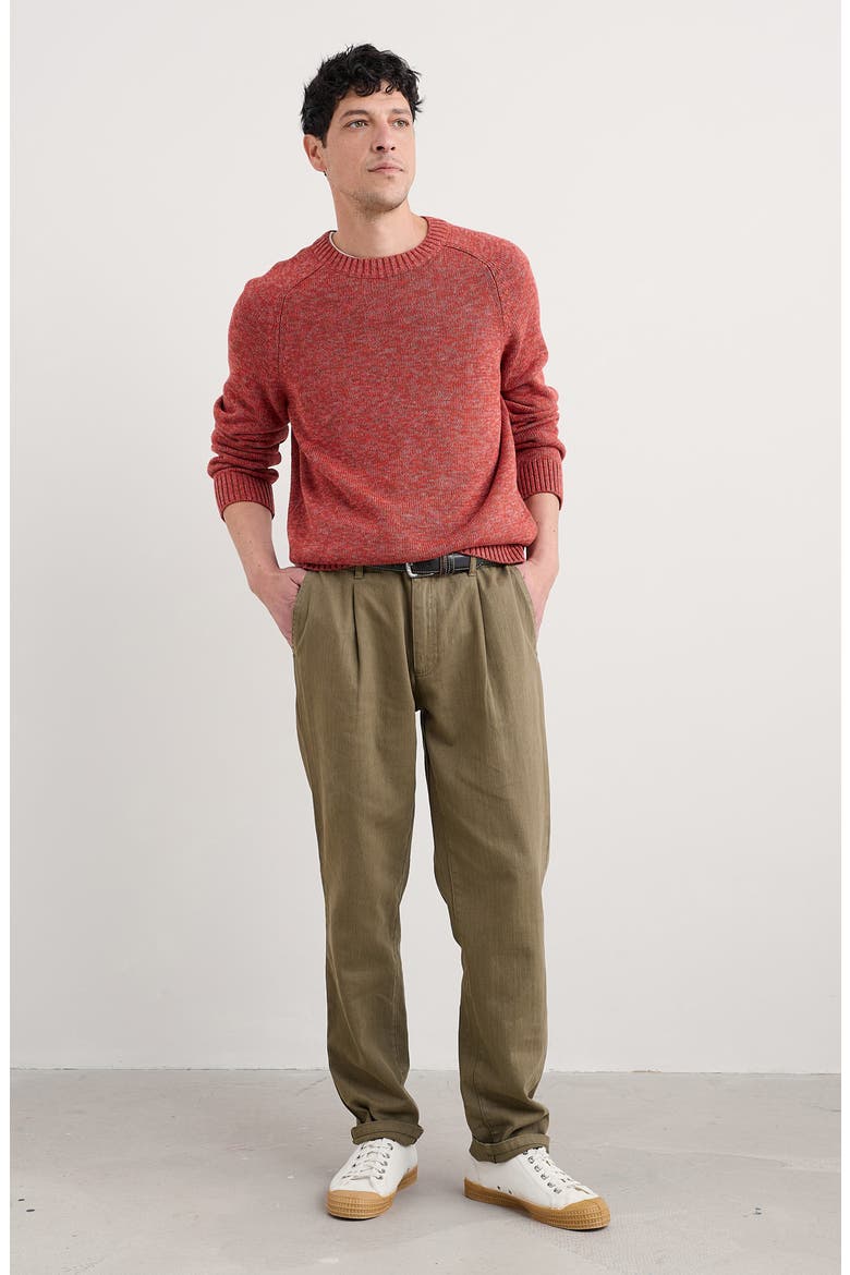 Helmsman Pleated Linen & Organic Cotton Herringbone Pants, Alternate, color, RIVERBED