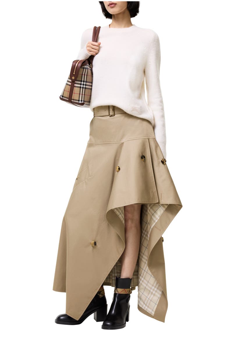 Gabardine Asymmetric Trench Skirt, Main, color, Saltmarsh beige