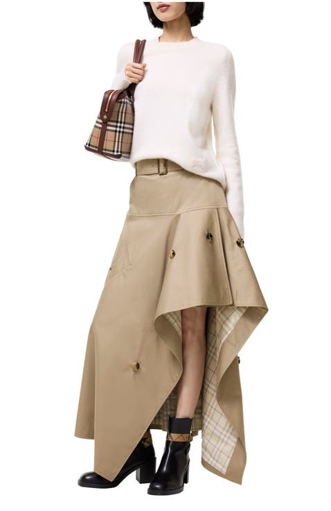 Gabardine Asymmetric Trench Skirt
