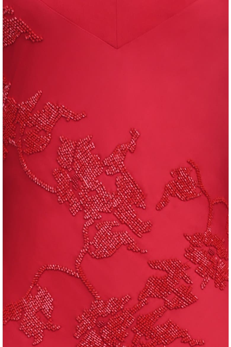 Anastelle Bead Embellished Satin Mermaid Gown, Alternate, color, RED