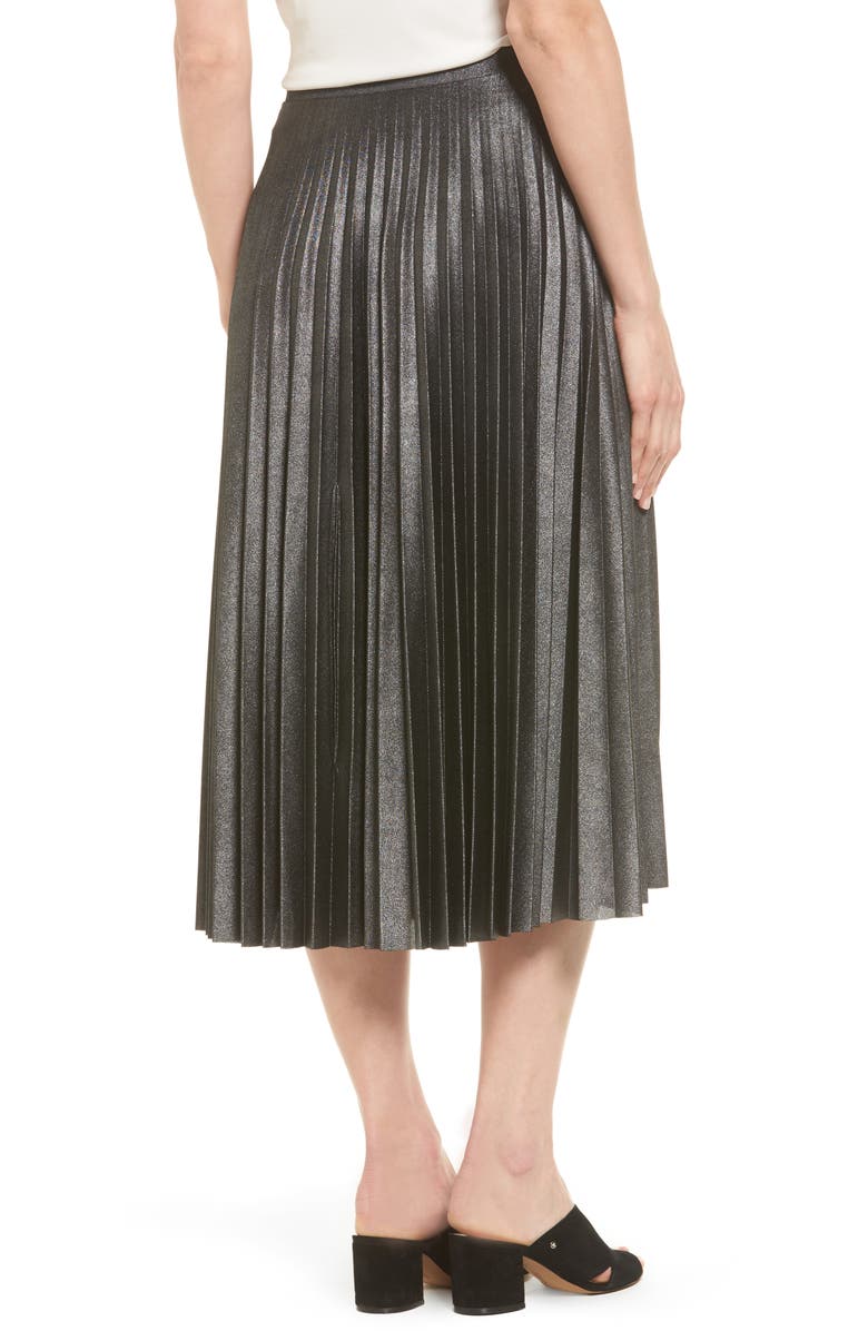 Halogen<sup>®</sup> Metallic Pleat Midi Skirt, Alternate, color,