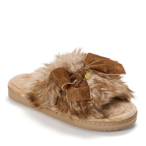 Bianca Pile Slide Slipper with Bow (Women)