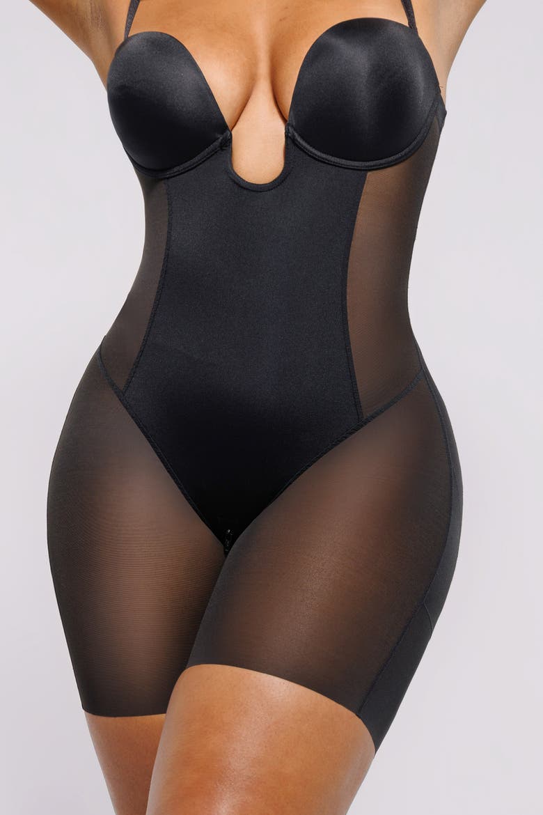 Strapless Shapewear Deep Plunge Low Back Bodysuit, Alternate, color, Black