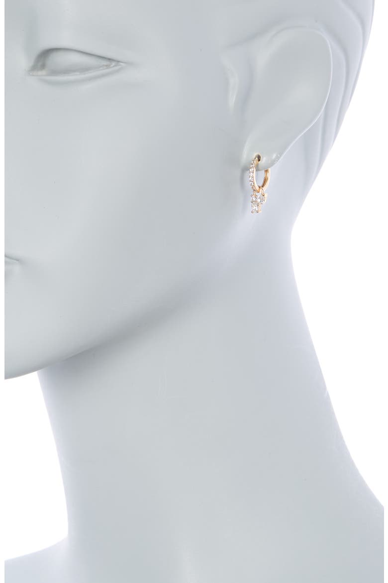 Cubic Zirconia Cluster Drop Huggie Hoop Earrings, Alternate, color, CLEAR- GOLD