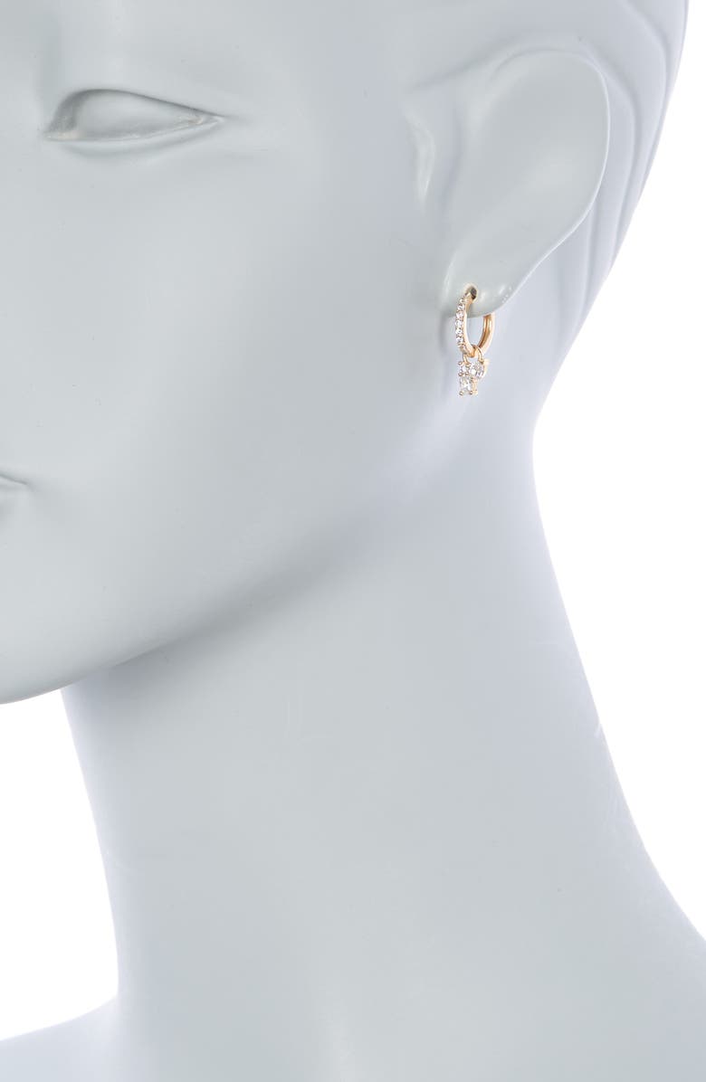 NORDSTROM RACK Cubic Zirconia Cluster Drop Huggie Hoop Earrings, Alternate, color, 