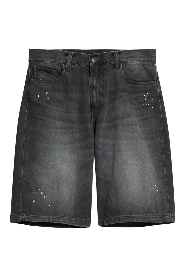 Landon Denim Shorts, Main, color, BLACK (DESTROY WASH, SPLATTER)