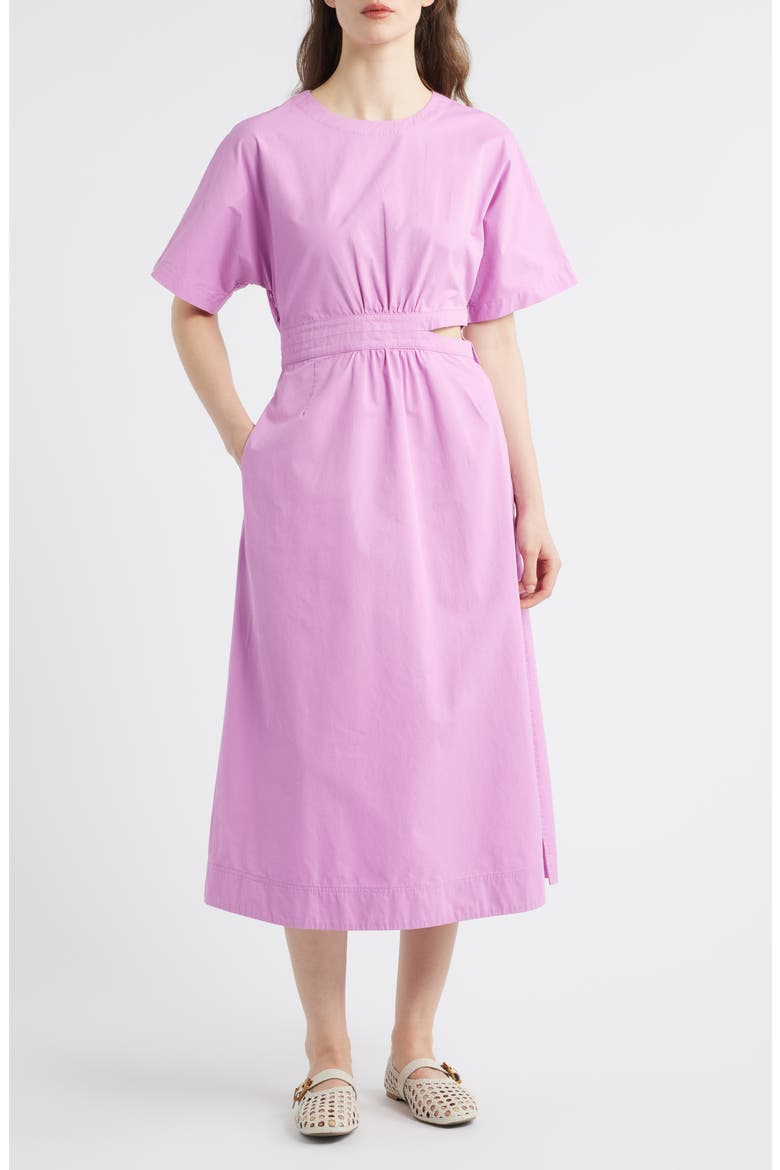 Mavera Cutout Poplin Midi Dress, Main, color, VIOLINE