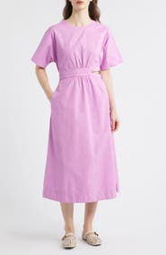 FRNCH Mavera Cutout Poplin Midi Dress