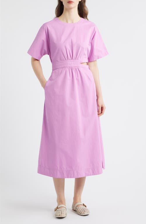Frnch Mavera Cutout Poplin Midi Dress In Pink