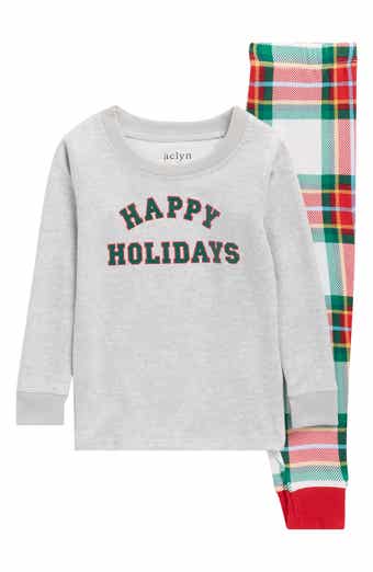 JACLYN Kids' Matching Family Happy Holidays Two-Piece Pajamas