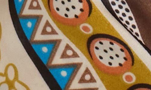 Ellian Border Print Satin Square Scarf In Multi