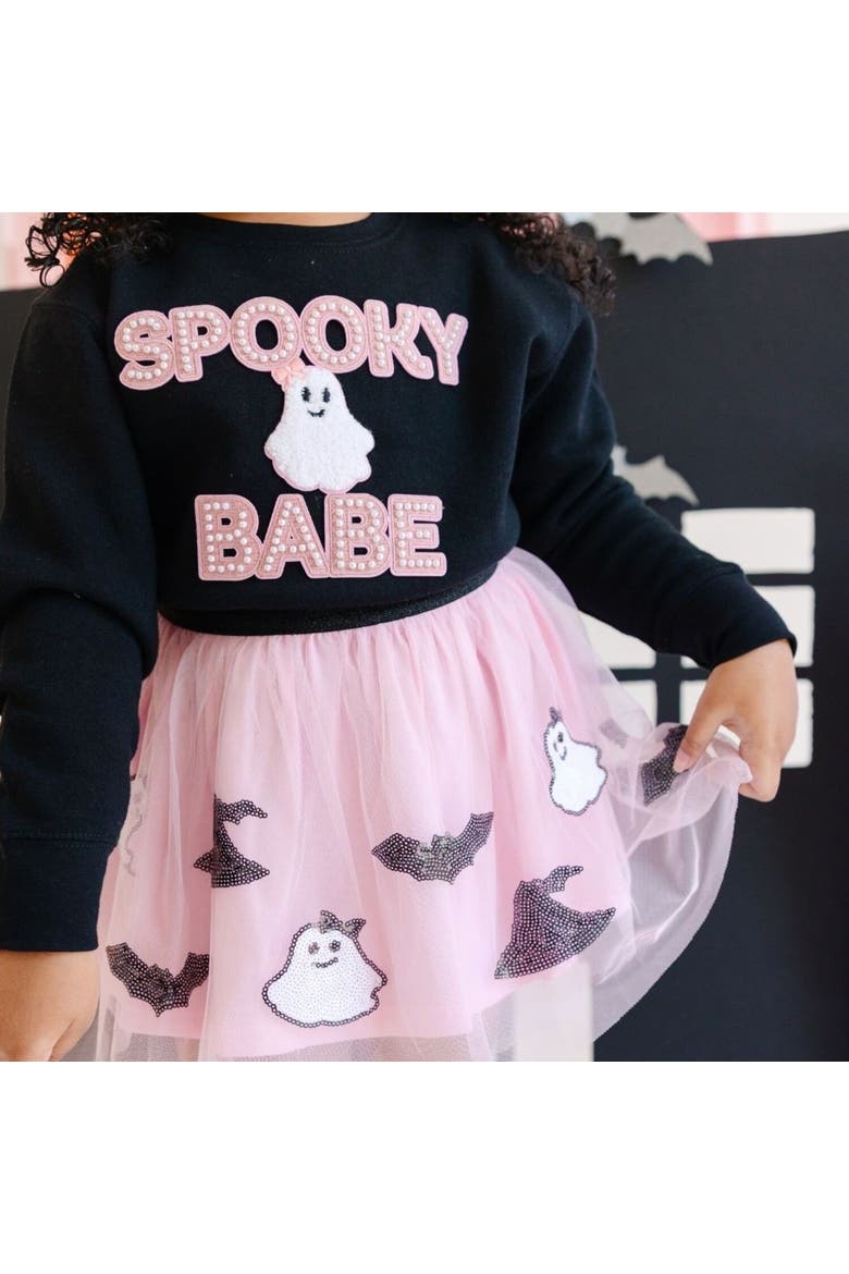 Spooky Babe Sequin Halloween Tutu, Alternate, color, Ballet Pink