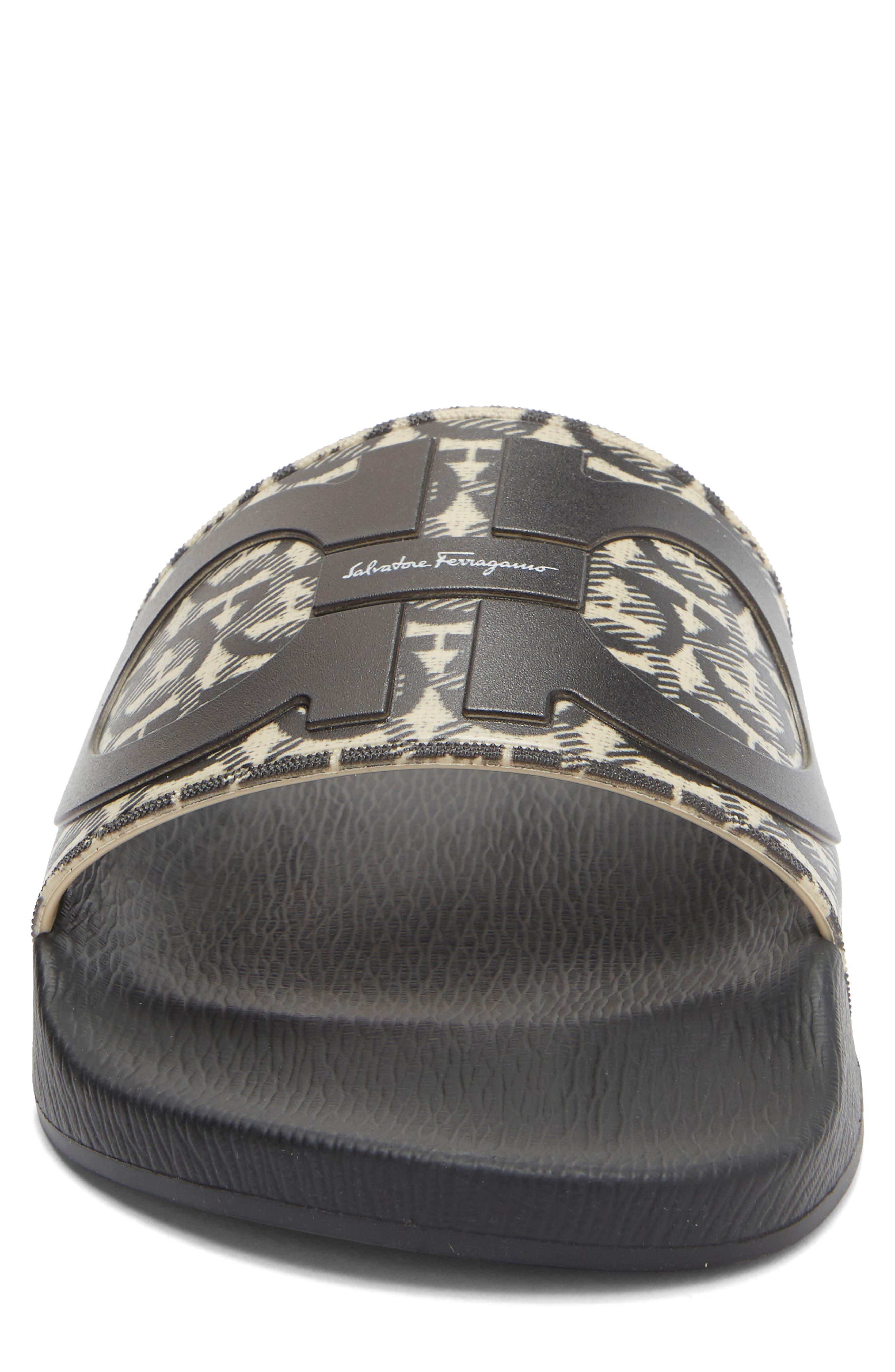 Tomaio Slide Sandal, Alternate, color, BEIGE NERO GANCIO NERO ARGENTO