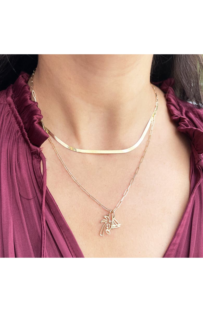 The Lovery Fine Jewelry Mini Gold Palm Tree Charm, Alternate, color, Yellow Gold