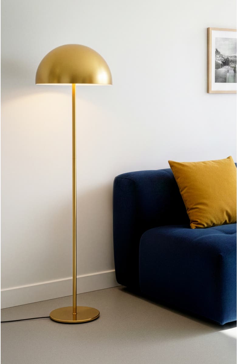 Brightech Ono 66" Gold Brass Modern Dome LED Table Lamp, Alternate, color, Brass