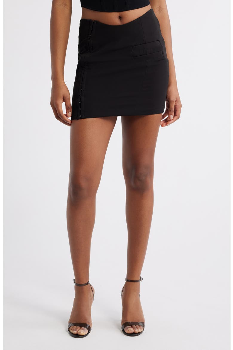 Stretch Miniskirt, Main, color, BLACK