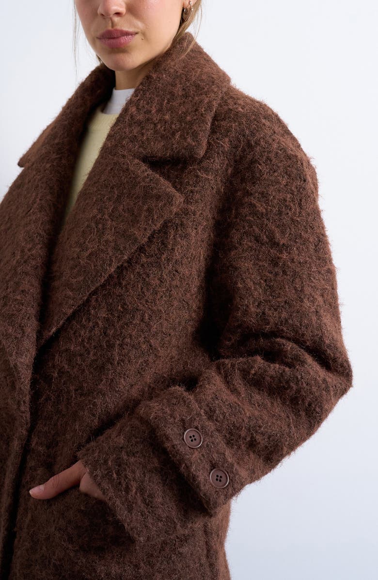 Topshop Chuck On Faux Shearling Longline Coat, Alternate, color, Camel