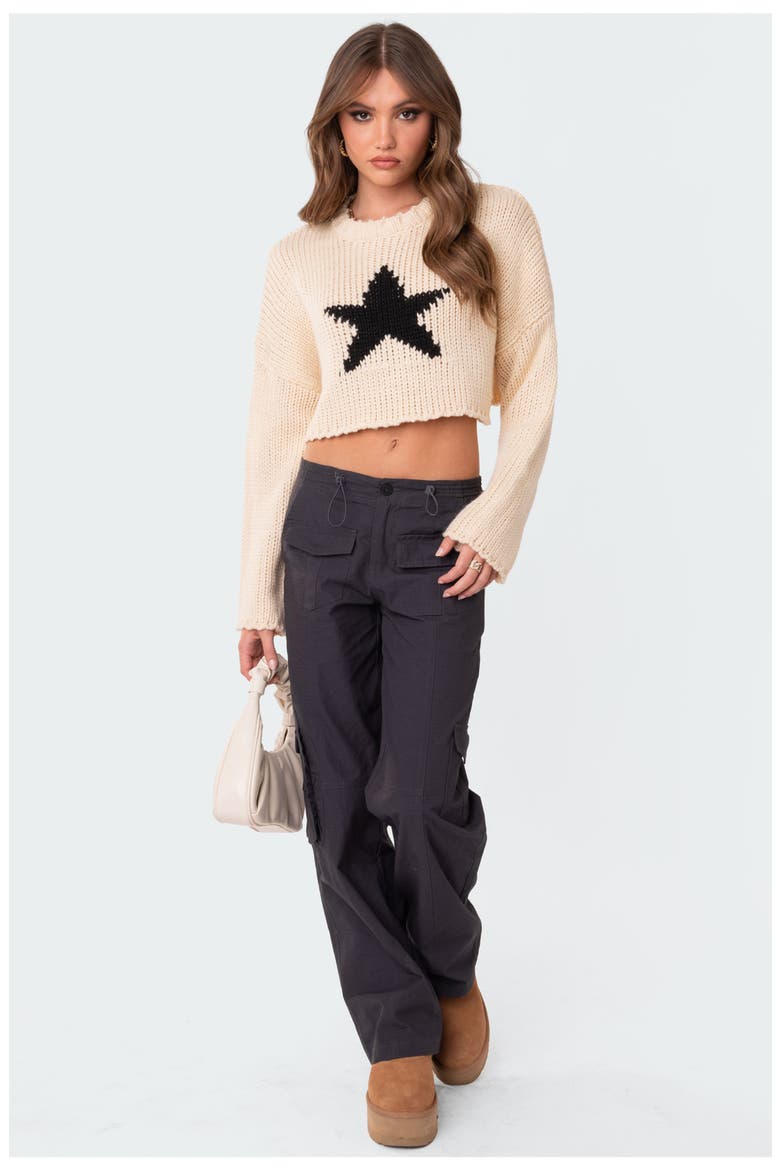 Mega Star Crop Sweater, Alternate, color, CREAM
