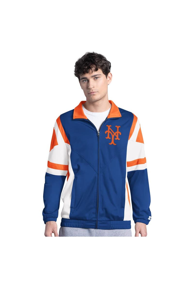 Men's Starter Royal/Orange New York Mets Contender Tricot Full-Zip Track Jacket, Alternate, color, Royal