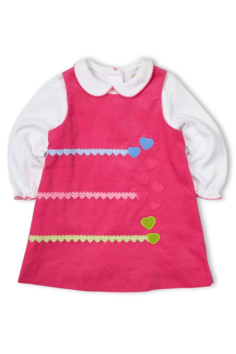 Corduroy Jumper With Hearts, Alternate, color, Pink, Blue, Green