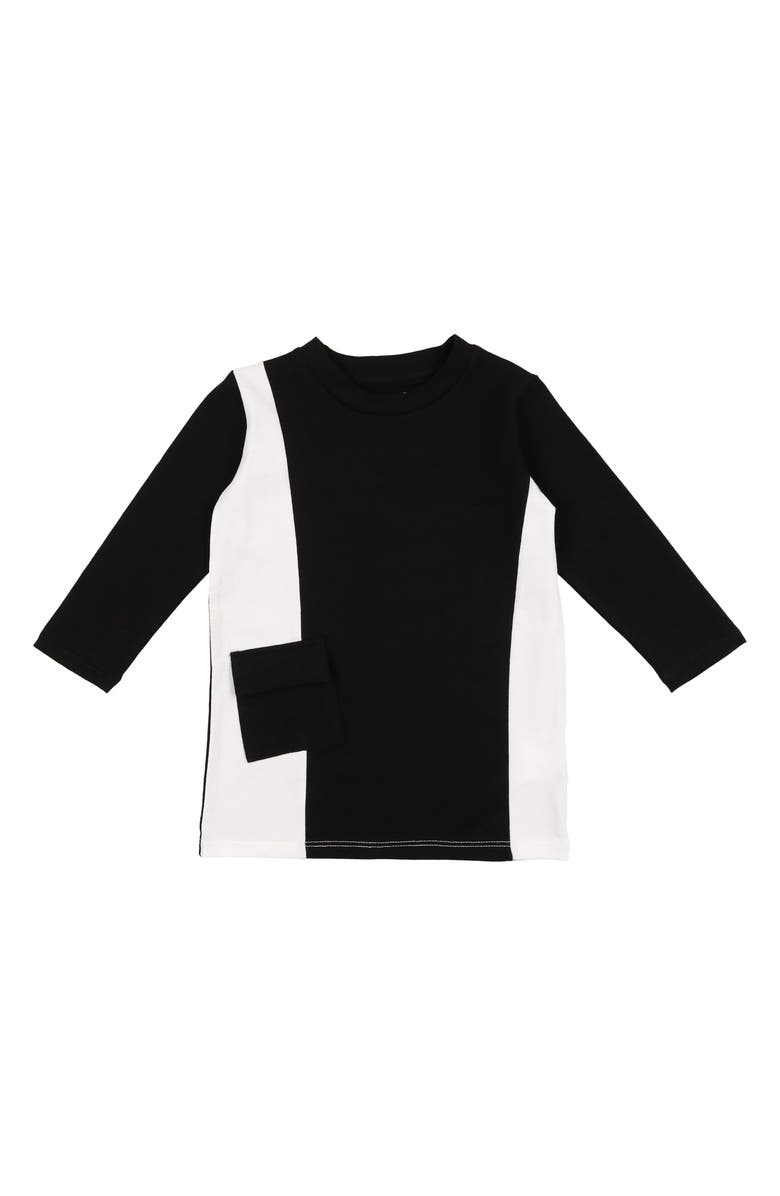 Manière Kids' Colorblock Three-Quarter Sleeve T-Shirt, Main, color, Black/ White