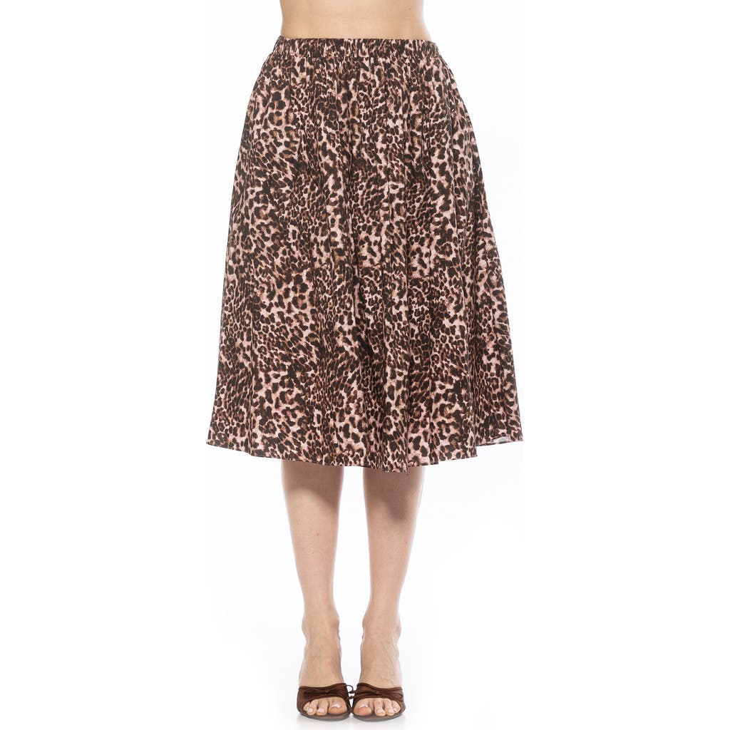 Alexia Admor Isla Flared Cotton Blend Midi Skirt In Leopard
