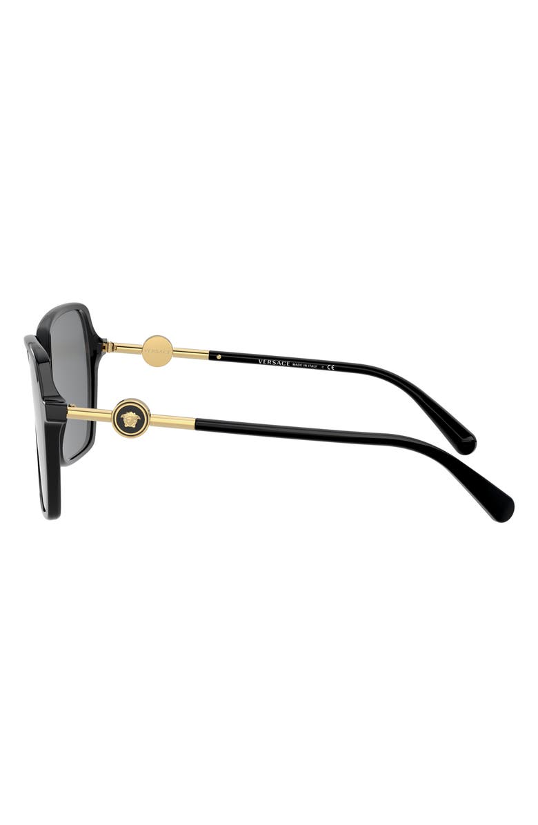 Versace 57mm Gradient Square Sunglasses, Alternate, color, Black / Dark Grey