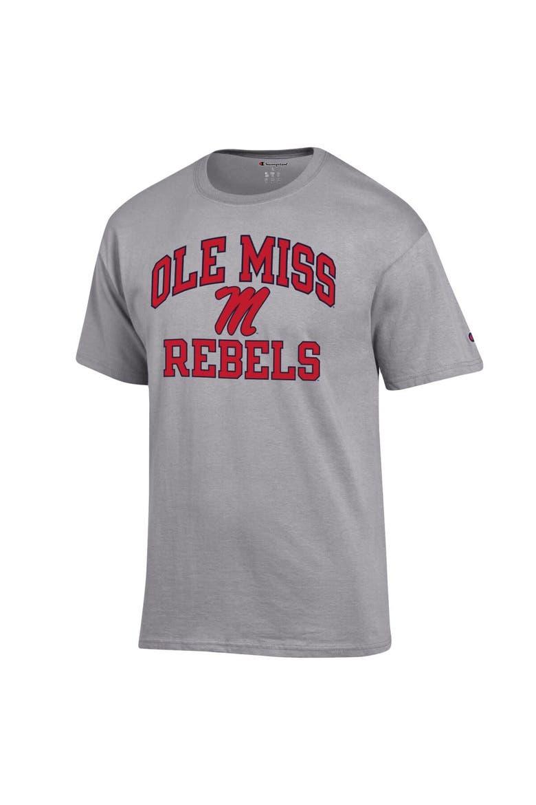 Men's Champion Heather Gray Ole Miss Rebels High Motor T-Shirt, Alternate, color, Heather Gray