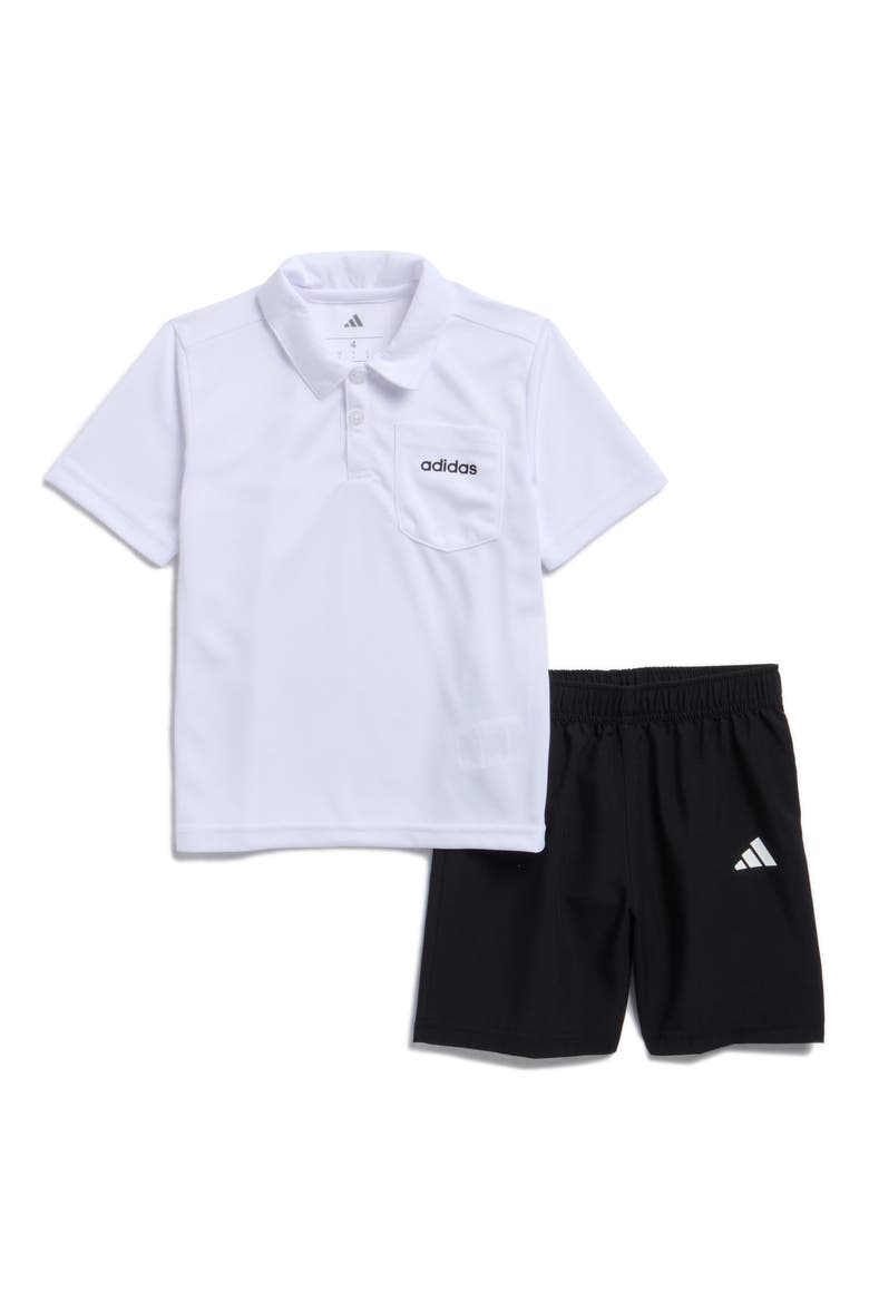 Kids' Mesh Polo & Shorts Set, Main, color, WHITE