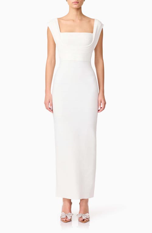 Elliatt Fiona Square Neck Drape Back Column Gown In White