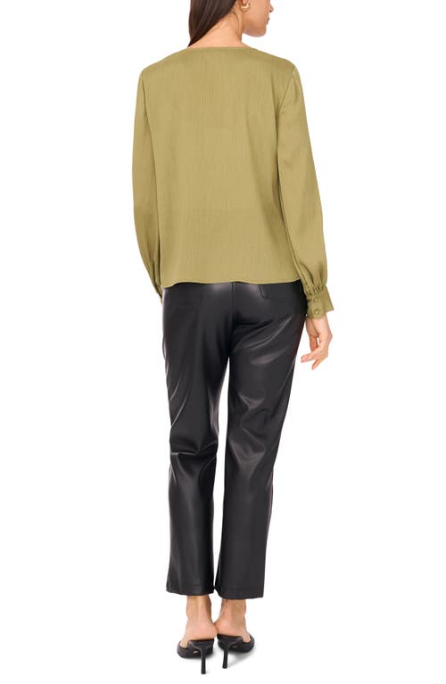 Vince Camuto Split Neck Satin Top In Green