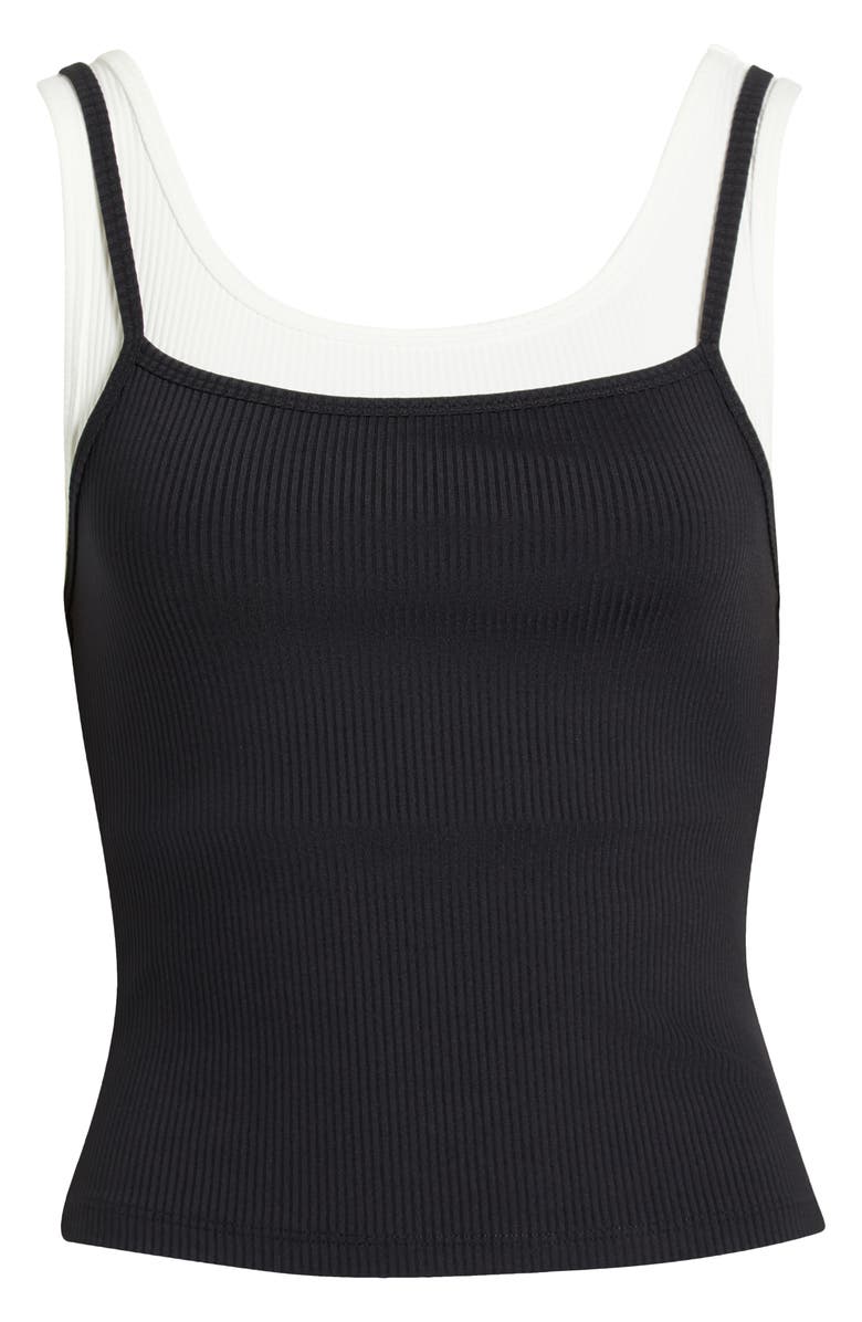 Year of Ours Ribbed Layered Tank, Alternate, color, Black/White