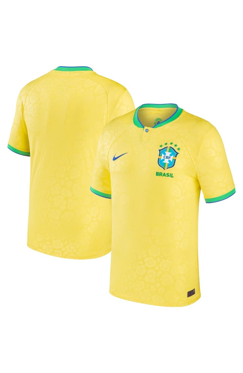 Nike Men's Nike Yellow Brazil National Team 2022/23 Home Breathe Stadium Replica Blank Jersey, Main, color, 