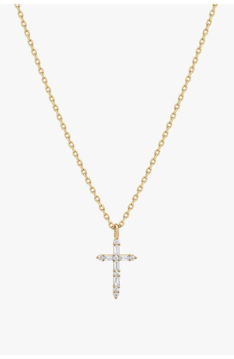 Bearfruit Jewelry 14k Gold Plated Iris Cross Necklace Holiday Gift Idea, Main, color, Gold