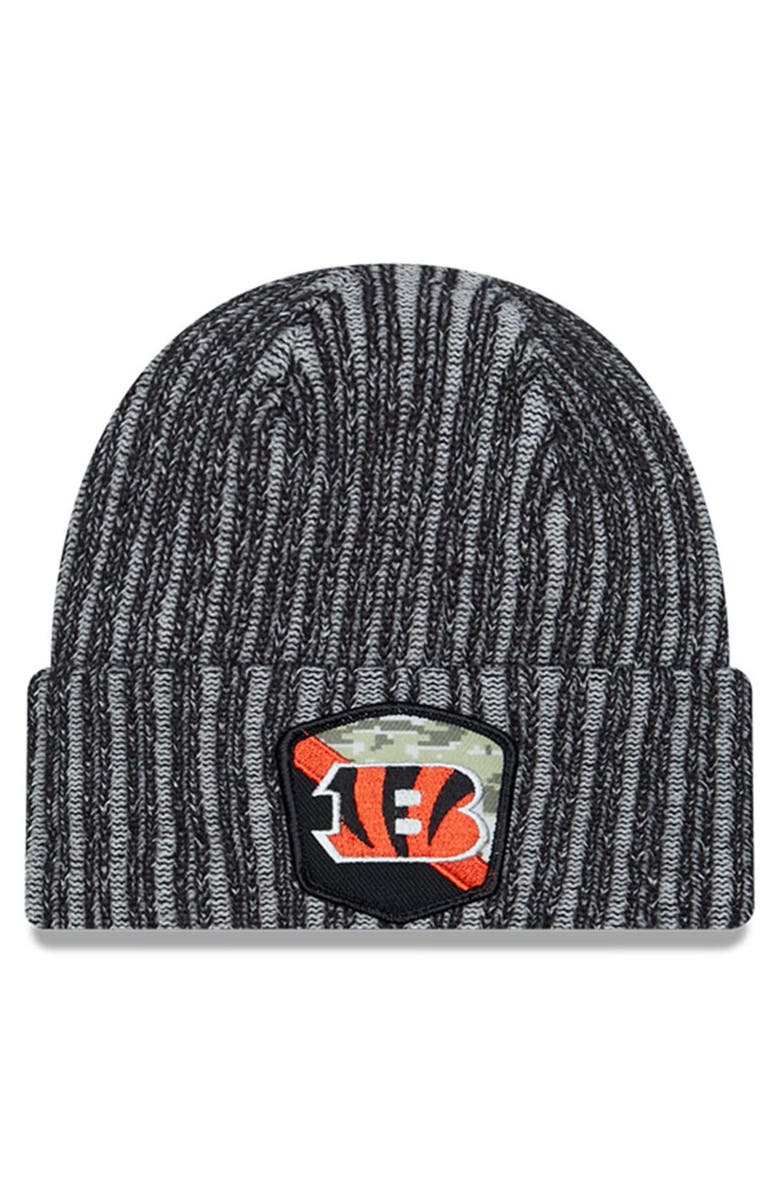 New Era Men's New Era Black Cincinnati Bengals 2023 Salute To Service Cuffed Knit Hat, Main, color,