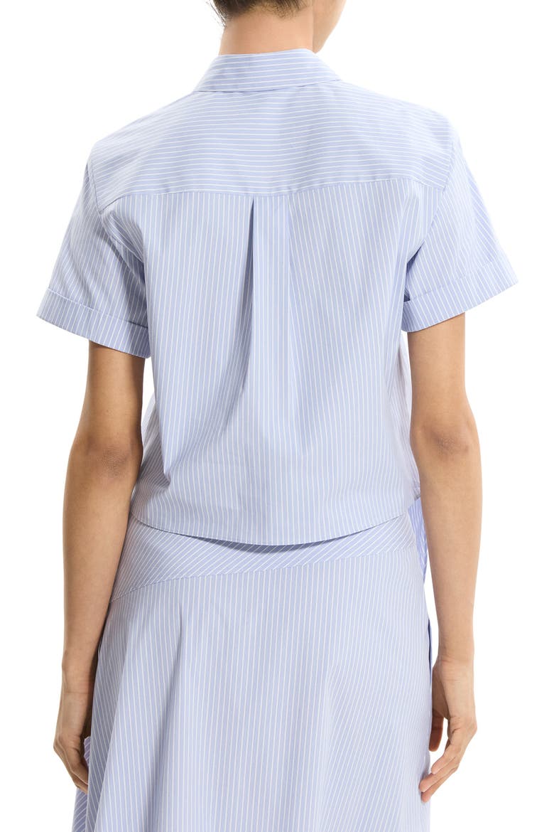 Front Tie Button-Up Shirt, Alternate, color, BLUE MULTI