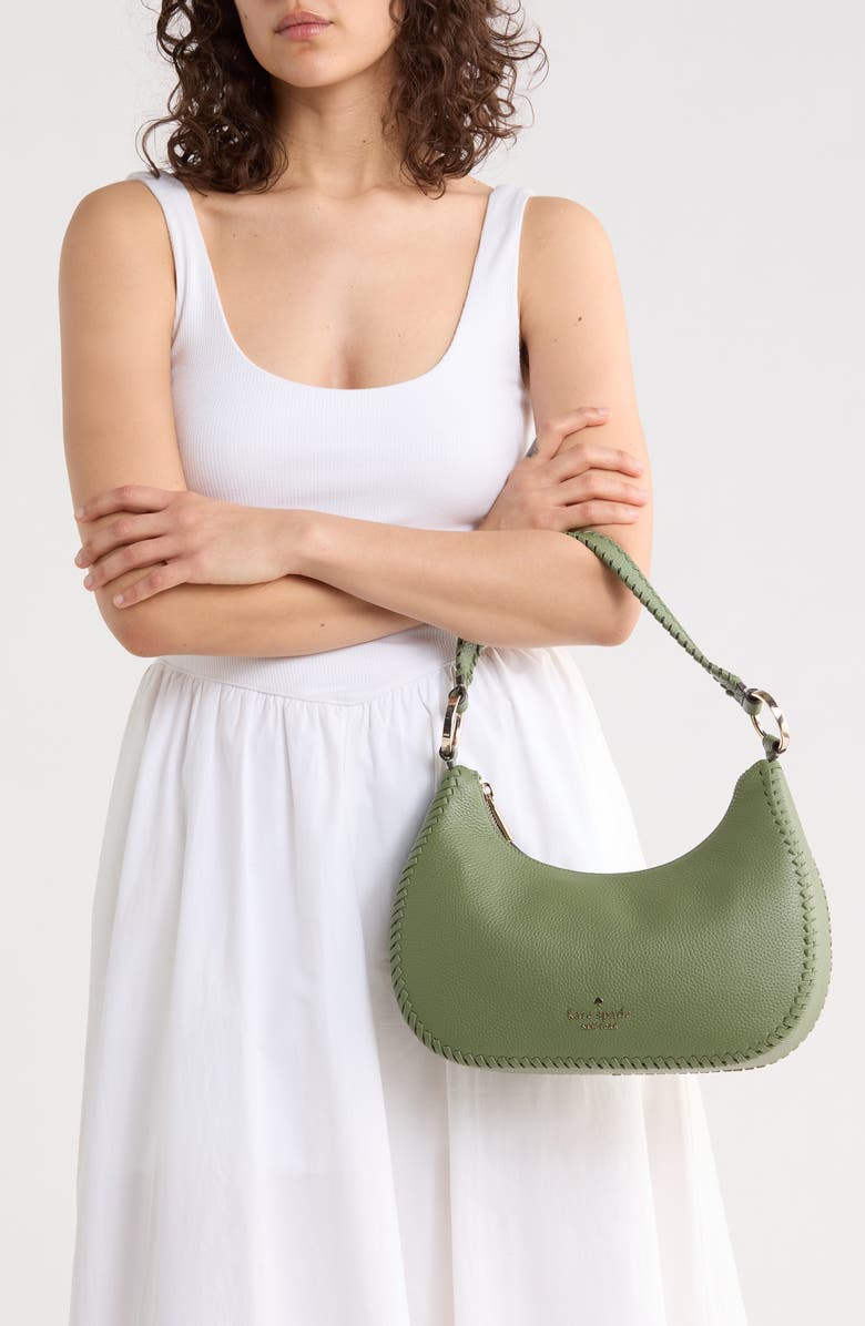 Kate Spade New York leila whipstitch leather shoulder bag, Alternate, color, Cedar Stand