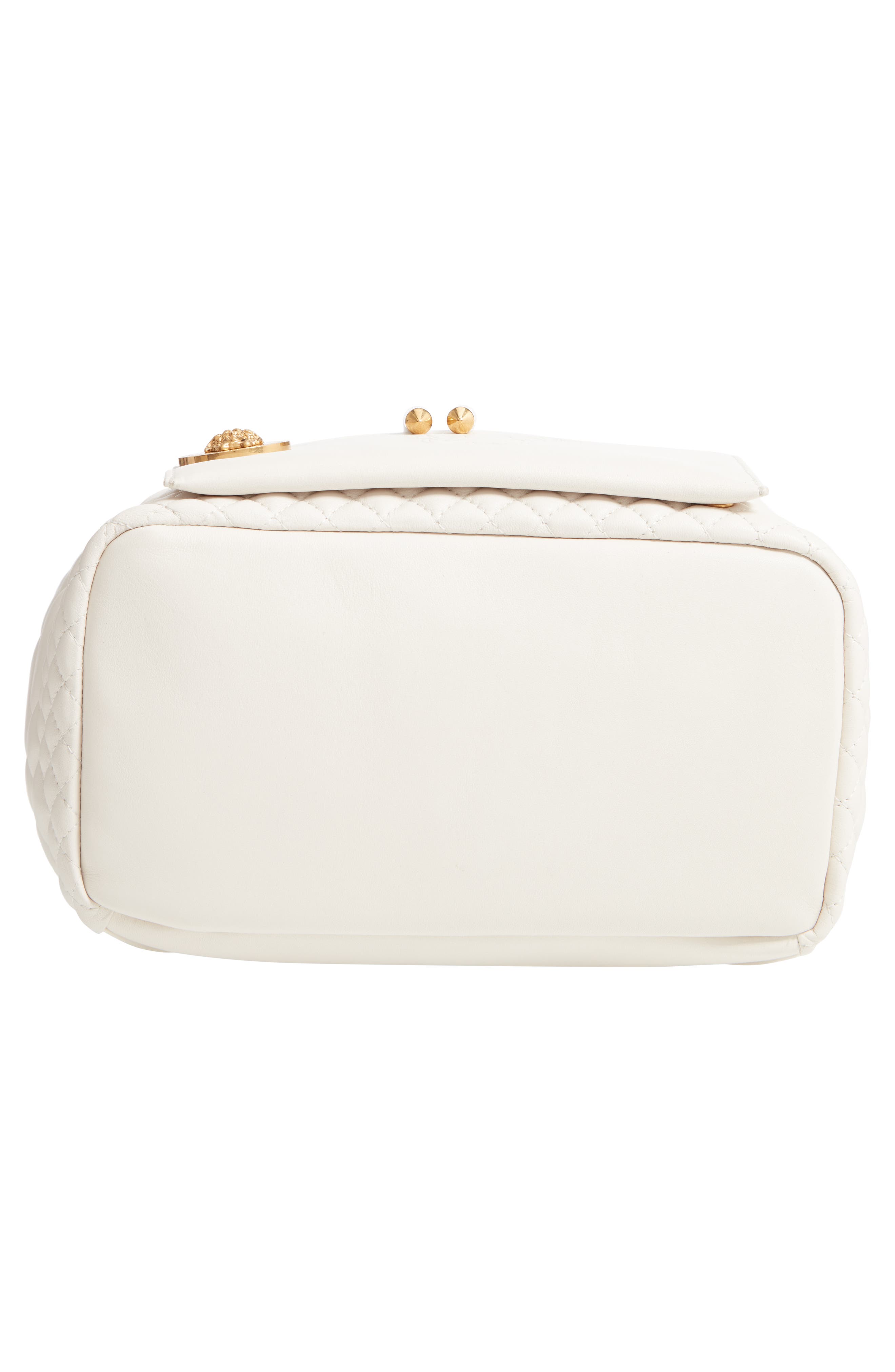 Quilted Leather Drawstring Backpack, Alternate, color, OFF WHITE