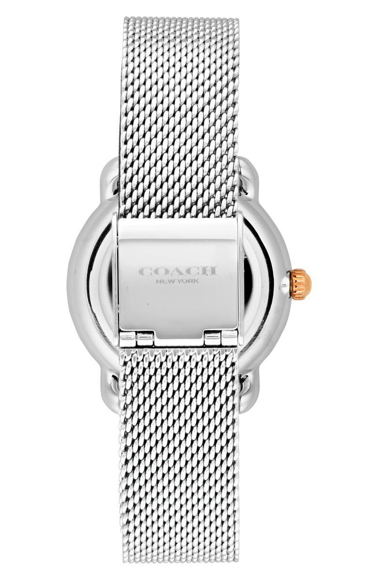 COACH Elliot Mesh Strap Watch, 28mm, Alternate, color, Silver White