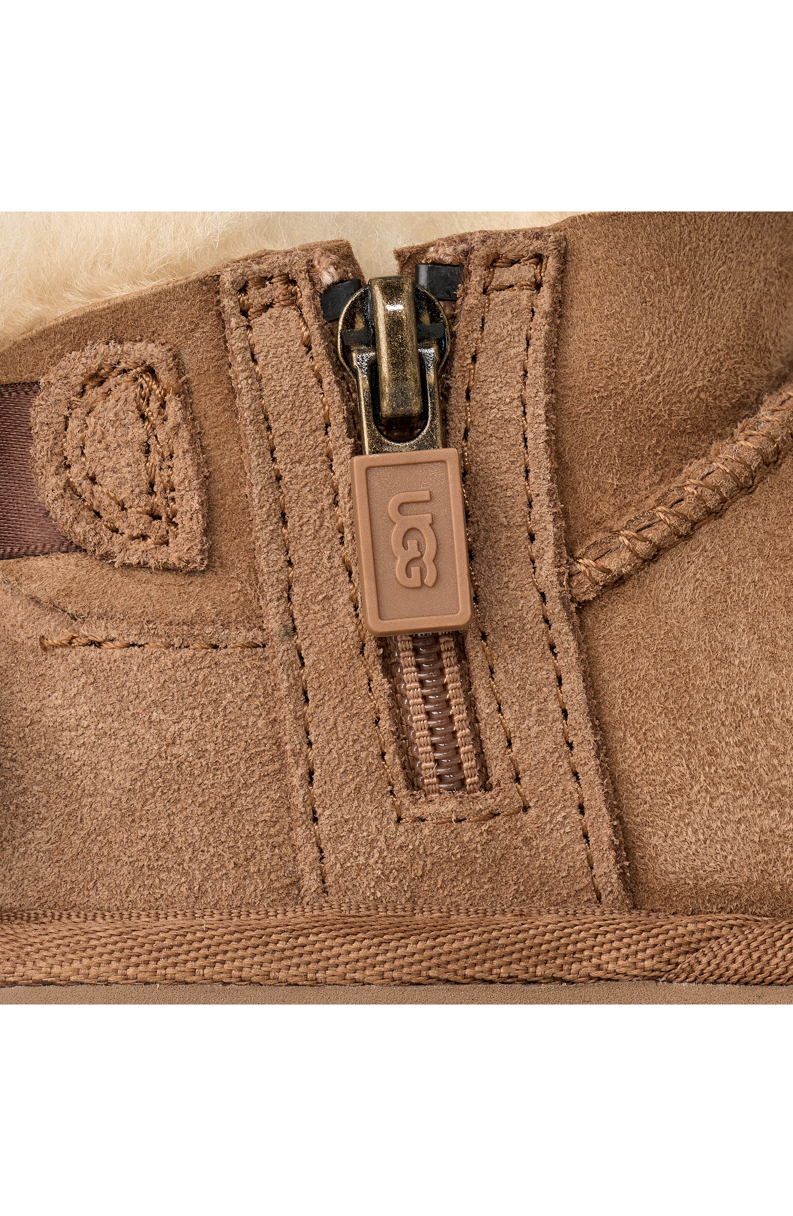 Kids' Ultra Mini Bailey Bow Genuine Shearling Boot, Alternate, color, CHESTNUT
