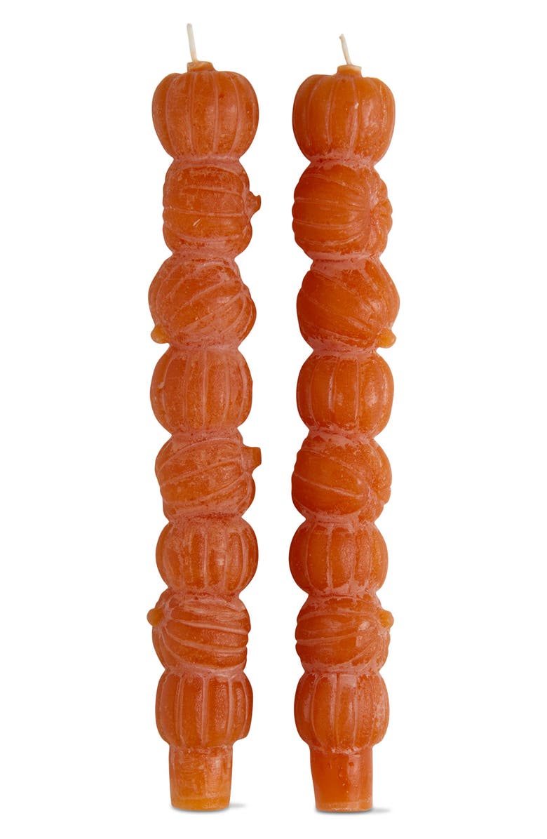 tag Set of 2 Rustic Pumpkin Taper Candles, Main, color, Pumpkin
