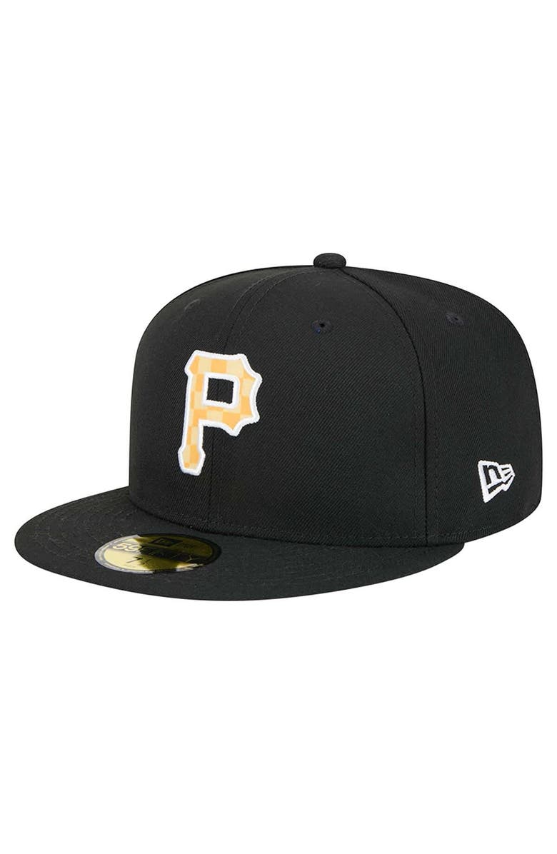 New Era Men's New Era Black Pittsburgh Pirates Checkered Undervisor 59FIFTY Fitted Hat, Alternate, color, 