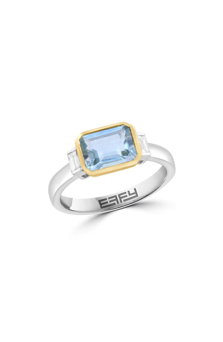 EFFY Diamond & Aquamarine Two-Tone Ring, Main, color, Blue