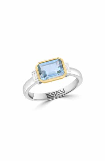 Diamond & Aquamarine Two-Tone Ring