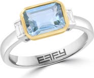 EFFY Diamond & Aquamarine Two-Tone Ring
