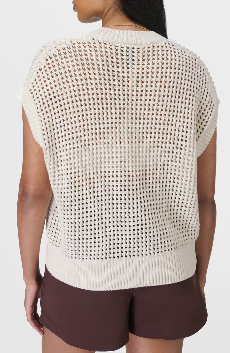 Sweaty Betty Tides High Whipstitch Open Knit Sweater, Alternate, color, Lily White