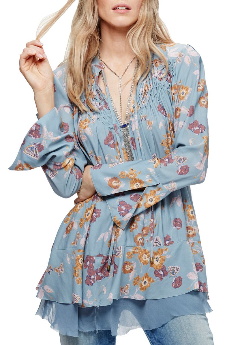 Free People Floral Print Smocked Tunic, Main, color,